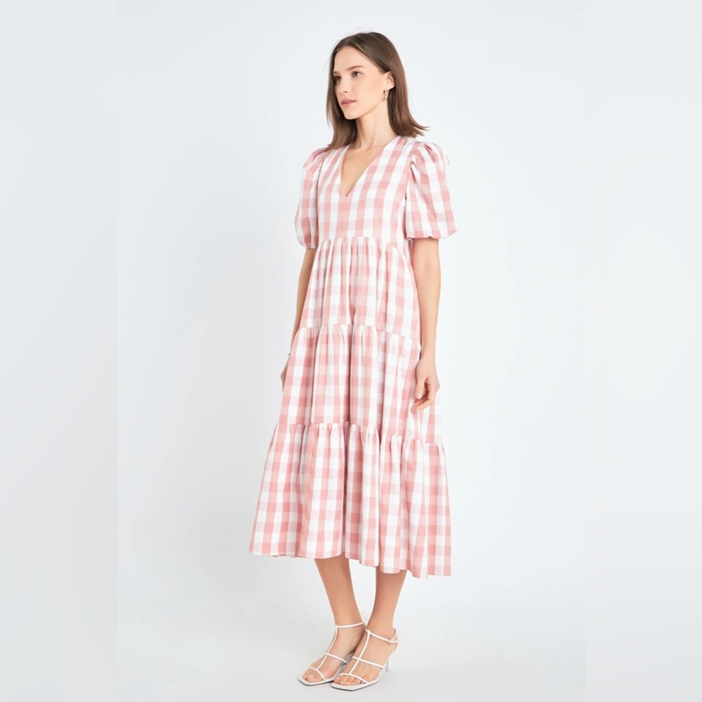 English Factory Pink Gingham Dress
